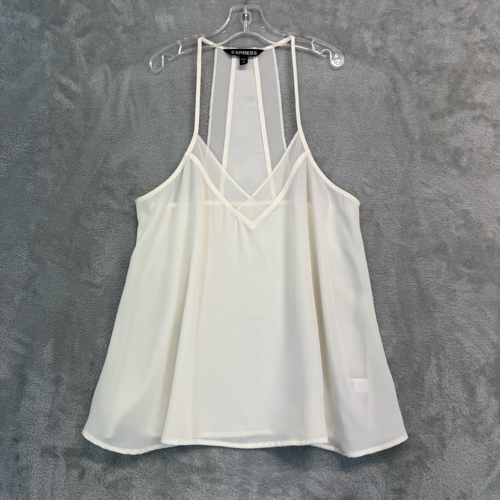 Express Cream Top Double-Strap Racing Back V-Neck Tank Size M
